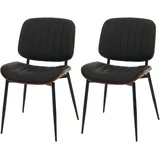 Mendler 2er-Set Esszimmerstuhl HWC-O44, Küchenstuhl Stuhl, Bugholz Kunstleder Öko-Tex FSC® ~ Walnuss-Optik, schwarz