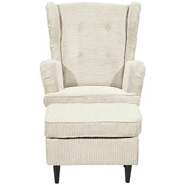 Möbel Boss Ohrensessel Oskar Velourstoff 78 x 102 x 98 cm Creme