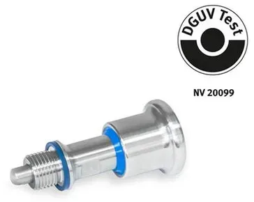 Rastbolzen, Edelstahl, DGUV-zertifiziert, Knopfseite in Hygienic Design (Fronthygiene) (8170-8-B-FH-H)