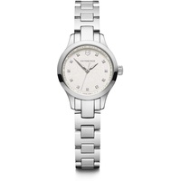 Victorinox Damen-Uhr Alliance XS, Damen-Armbanduhr, analog, Quarz, Wasserdicht bis 100 m, Gehäuse-Ø 28 mm, Armband 12 mm, 67 g, Silber/Weiß