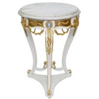 Casa Padrino Beistelltisch »Barock Beistelltisch Weiß / Gold - Runder Antik Stil Tisch mit Marmorplatte - Barock Möbel«
