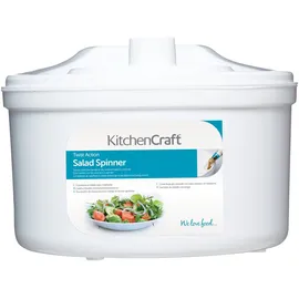 KitchenCraft Salatschleuder mit Dressing-Hilfe 22,5 cm Weiß
