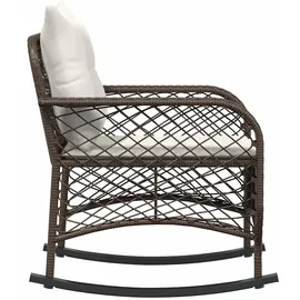 vidaXL Garten-Schaukelstuhl mit Kissen Braun Poly Rattan, Gartenstuhl, Gartensessel, Outdoor-Schaukelstuhl, Schaukelsessel, Schwingsessel