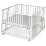 Laufgitter 100x100 cm Matratze Basic weiß Premium Kollektion Laufstall für Babys