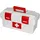 HMF Erste Hilfe Kasten zur Medikamenten Aufbewahrung, Medizinbox leer für Sportverein, Betrieb oder Zuhause, 37 x 20 x 18,5 cm Weiß-Rot