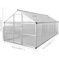 vidaXL Gewächshaus Aluminium Silber Transparent 3,8 mm 10,53 m2