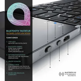 Aplic Faltbare Mini Bluetooth Tastatur mit Touchpad Grau