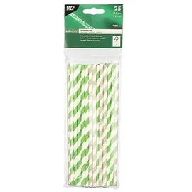 Papstar Trinkhalme Papier Ø 6 mm 20 cm 25 St. Schwarz/Weiß
