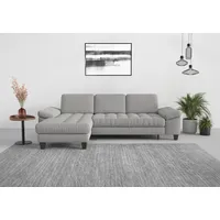 sit&more Ecksofa SIT & MORE "Westham L-Form", silber, B:275cm H:88cm T:172cm, 90% Polyester 10% Polyamid, Sofas, Ecksofa, Recamiere, mit oder ohne Bettfunktion, Bettkasten, Füße wengefarben