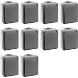 ETT 10er Set Feuchtraum Steckdose Serie SECURE Aufputz IP44 250V grau