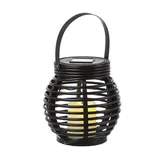 MARELIDA LED Solar Laterne mit LED Kerze - Korboptik - flackernde LED - H: 15cm -Lichtsen...