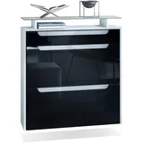 Vladon Schuhschrank, Schwarz Hochglanz, Weiß, Holzwerkstoff, 89x96x23 cm, Garderobe, Schuhaufbewahrung, Schuhschränke
