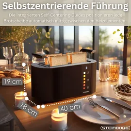 Steinborg 4 Scheiben XXL Toaster Lift Funktion m. Brötchenaufsatz