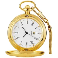 Tiong Vintage Taschenuhr mit Kette römische Ziffern Skala Einzigartiger Quarz mit Kalender Taschenuhren Geburtstagsgeschenke
