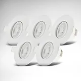 B.K.Licht Einbauleuchte 5er Set IP65 dimmbar Kunststoff 9 x 4,2 cm weiß