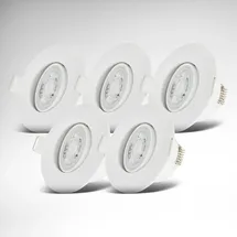 B.K.Licht Einbauleuchte 5er Set IP65 dimmbar Kunststoff 9 x 4,2 cm weiß