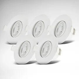 B.K.Licht Einbauleuchte 5er Set IP65 dimmbar Kunststoff 9 x 4,2 cm weiß