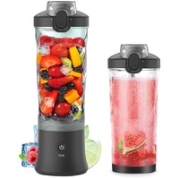 Tidyard 600 ml Tragbarer Mixer Personal Smoothie Maker, Juicer Cup for Shakes and Smoothies with 6 Blades 150 Watt Waterproof Rechargeable Handheld Blender Cup for Travel Sports Home Office(Black)