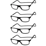 NEW VISION Lesebrille 4 pack, Magnet Lesebrille, Bequem Magnetverschluss Vorne, Leicht Lesebrillen NV2904, Lesehilfe für Damen Herren (4SchwarzC6, 2, x)