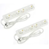 2 x G-L-T 8-Fach Schuko + Euro Mehrfachsteckdose Weiss Steckdosenleiste, Kabel 1,4m, Steckerleiste