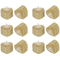 Jwthee Batteriebetriebene LED-Teelichter, 12 Stück, goldene Teelichter, LED-Kerzen, Teelichter, flammenlose Votiv-Teelichter, batteriebetriebene Teelichter, elektrisches Glitzer-Teelicht