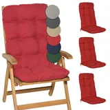 Beautissu 4er Set Hochlehner Auflagen 120x50x8cm - Sitzpolster Set für Gartenstühle Outdoor Stuhlkissen hoch – Gartenstuhlauflage für Hochlehner in Red - Flair HL