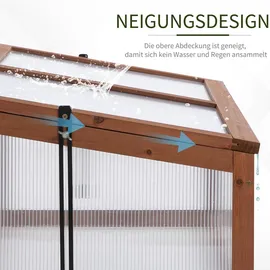 Outsunny Frühbeet Holz, Mini Gewächshaus 100 x 65B x 40H cm-Braun