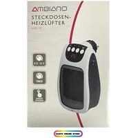 AMBIANO® Steckdosen Heizlüfter 600 W LED Display Überhitzungsschutz Timer