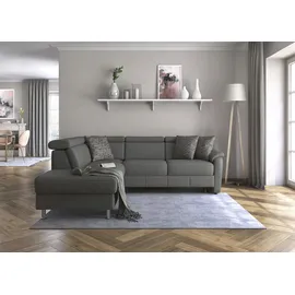 sit&more Ecksofa »Freetown L-Form« inklusive Kopfteilverstellung und komfortablem Federkern grau