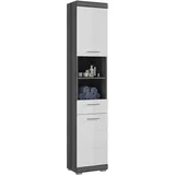 xonox.home Hochschrank 37 cm x 191 cm x 31 cm Weiß-Rauchsilber