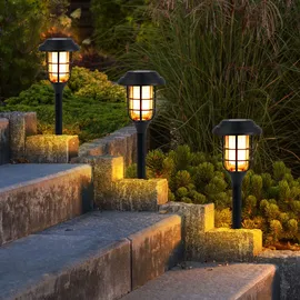 ETC Shop 6er Set LED Solarleuchten, Erdspieß, schwarz, H 43 cm,