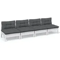 vidaXL 4-Sitzer-Gartensofa mit Anthrazit Kissen Massivholz Kiefer