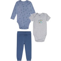 lupilu® Baby Jungen Set 3-teilig. (Body kurz/lang + Hose) (50/56, blau/grau/marine)