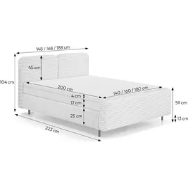 beautysofa LEA 160 x 200 cm Grün