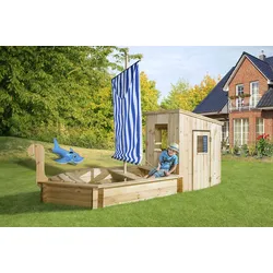 Sandkasten WEKA "196 A", beige (natur), Sandkästen, Kinder, B/H/L: 116cm x 222cm x 291cm, Holz, mit Kajüte, B:116cm H:222cm L:291cm