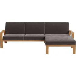 Ecksofa SIT & MORE "Kolding L-Form", grau (anthrazit), B:264cm H:91cm T:178cm, 100% Polyester, Sofas, Armlehnen aus eichefarbigem Buchenholz, verschiedene Bezüge und Farben