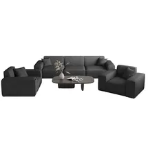 Fun Möbel Sofaset Designersofa CELES PREMIUM 3-1-1 in Stoff Scala Anthrazit - Grau