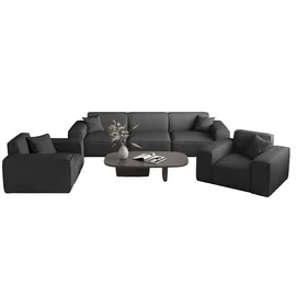 Fun Möbel Sofaset Designersofa CELES PREMIUM 3-1-1 in Stoff Scala Anthrazit - Grau