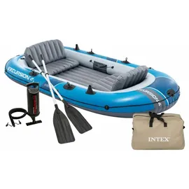 Intex Schlauchboot Excursion 4 Blau inkl. Pumpe und Alu-Paddel
