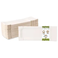 BIOZOYG 2000 Stück Einwegteller Wurstpappe 8x18+3cm, Pappteller rechteckig mit Abriss, weiß, Pappteller Bratwurstschale Pappgeschirr, nachhaltig