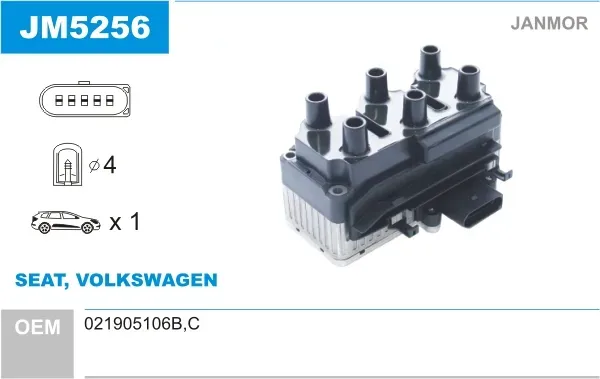 JANMOR Zündspule jm5256 für VAG