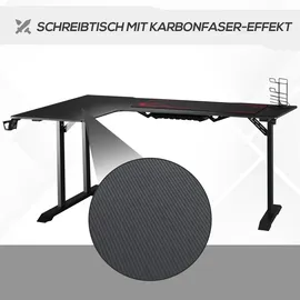 Homcom Gaming Tisch L-Förmig MDF Metall Schwarz Rot 168 x 109 x 78 cm
