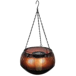 Solar-Laterne, orange LEDs, Feuerschein, COPPER IP44
