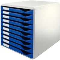 Leitz Organizer Bürobox Formularset 10 Schubladen lichtgrau/blau blau
