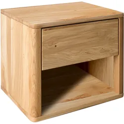 Schlafkontor Hilla Nachtkommode Eiche Massiv/ 1 Schubkasten + 1 offenes Fach - Natur