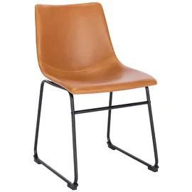 Svita Harry 2er Set Esszimmerstühle Metallbeine Kufengestell Kunstleder Cognac