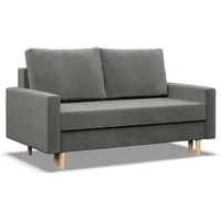Mebligo - Sofa Mit Schlaffunktion Und Bettkasten Blank, 2 Sitzer 152 cm Breit, Schlafsofa Mit Bonellfederkern im Sitz, Ausziehbares Couch Auf Holzfüßen, Wohnzimmer - Hellgrau