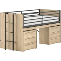 Vipack Stauraumbett Sam 90 x 200 cm Eiche dekor beige