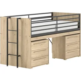 Vipack Stauraumbett Sam 90 x 200 cm Eiche dekor beige
