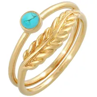 Elli Ring Feder Howlith Türkis Boho 2er Set 925 Silber 56 Damen